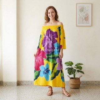 Summer Dress Rayon Hand Painted by Balinese Artisans